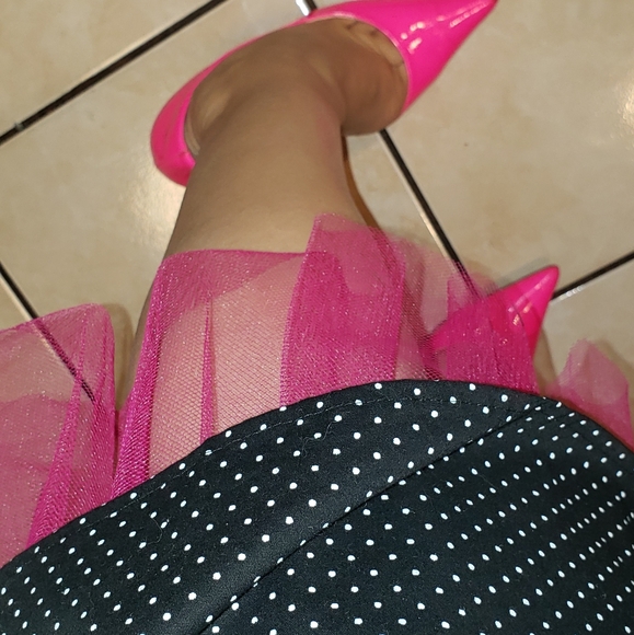 WINDSOR 50's dress Pink Polka Dot Black and white - Picture 2 of 8